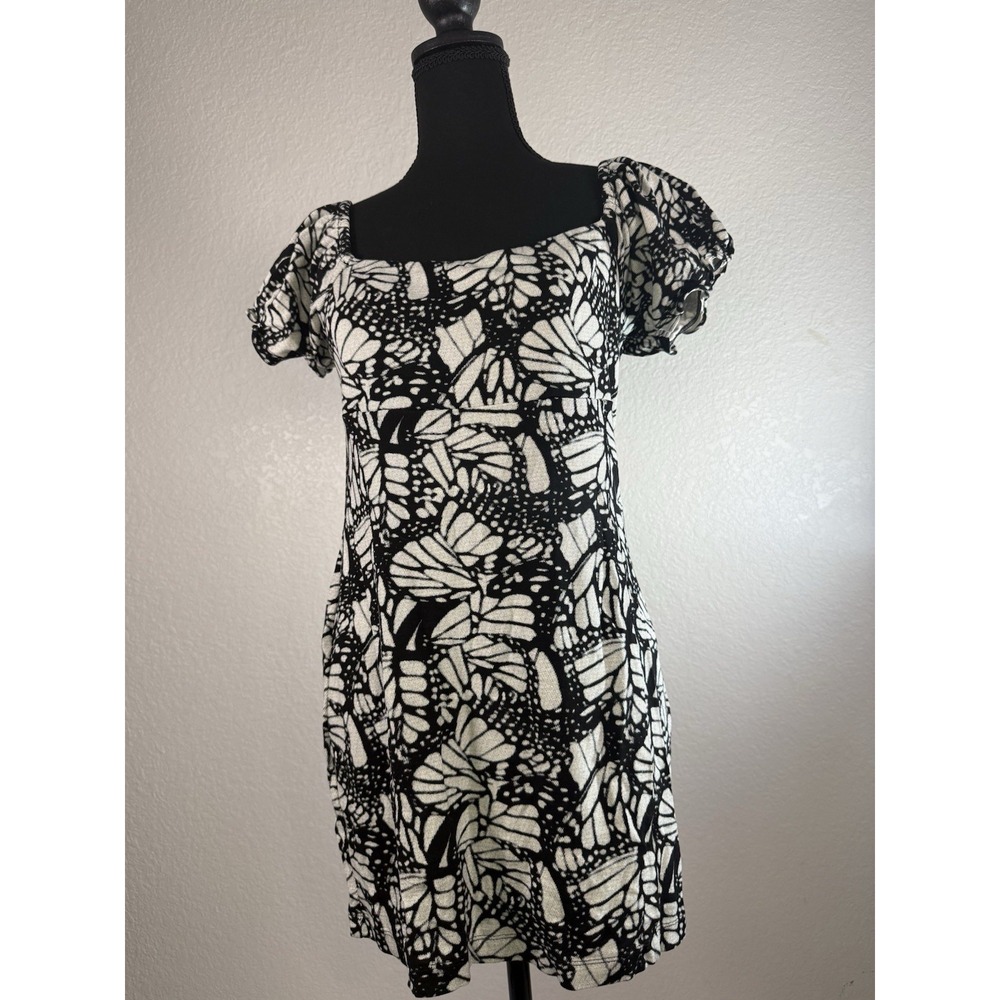Urban Outfitters Women's Butterfly Dress Large Mini Dress Ruffled Sleeve